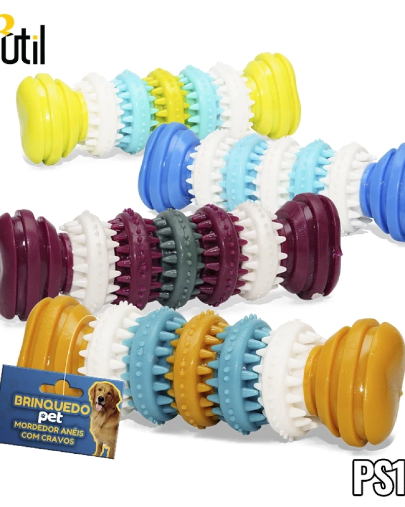 Brinquedo pet - mordedor anéis com cravos 15,5*5cm