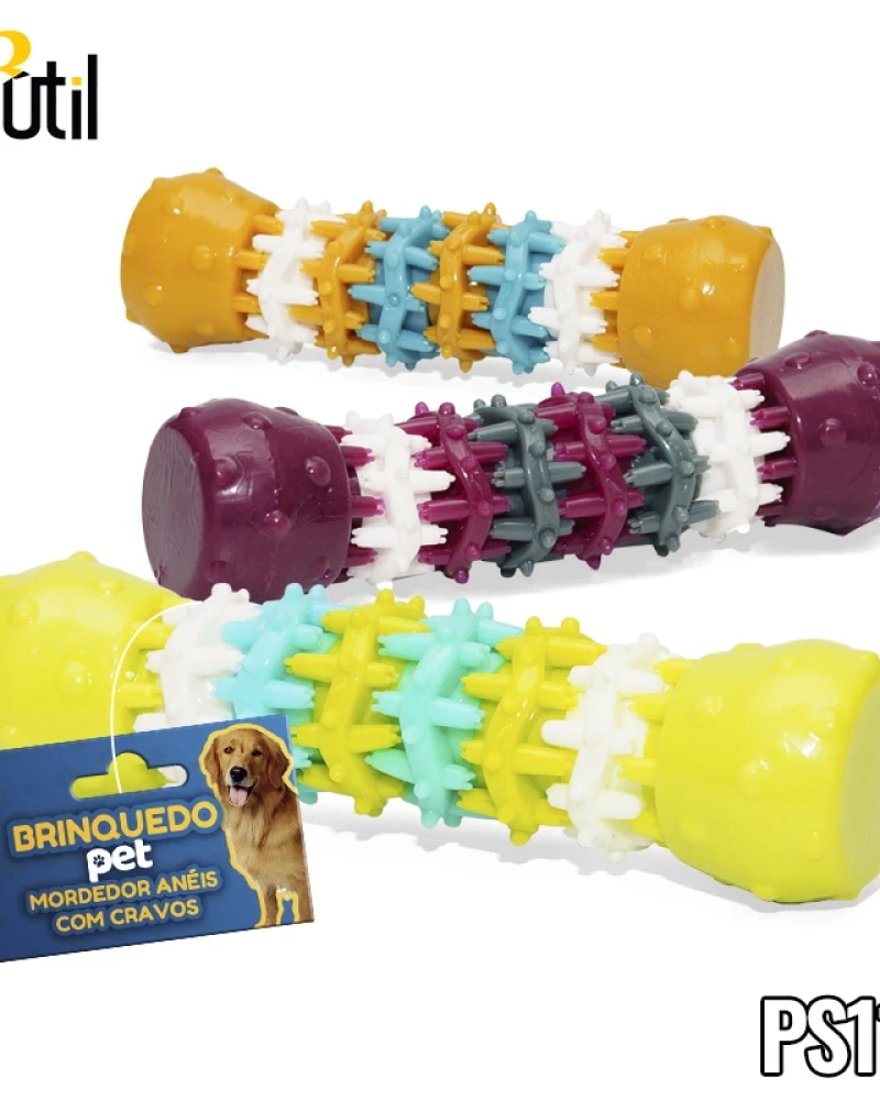 Brinquedo pet - mordedor anéis com cravos 15,5cm