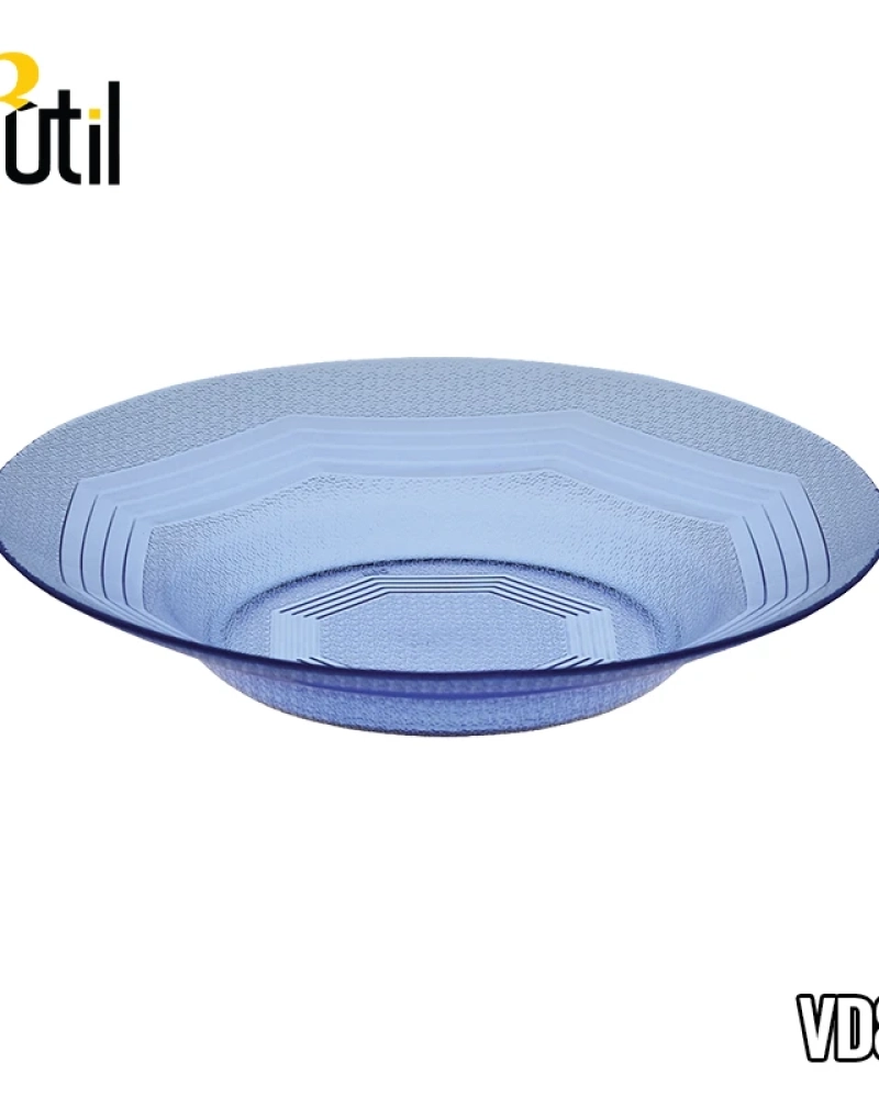 Prato fundo de vidro azul octo 9"