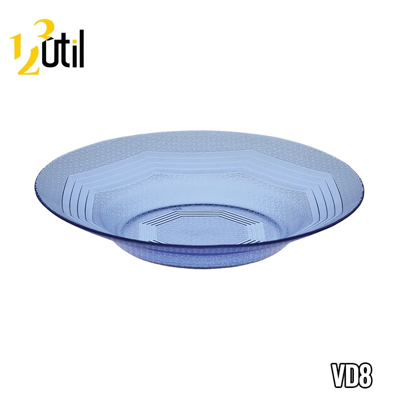 Prato fundo de vidro azul octo 9"