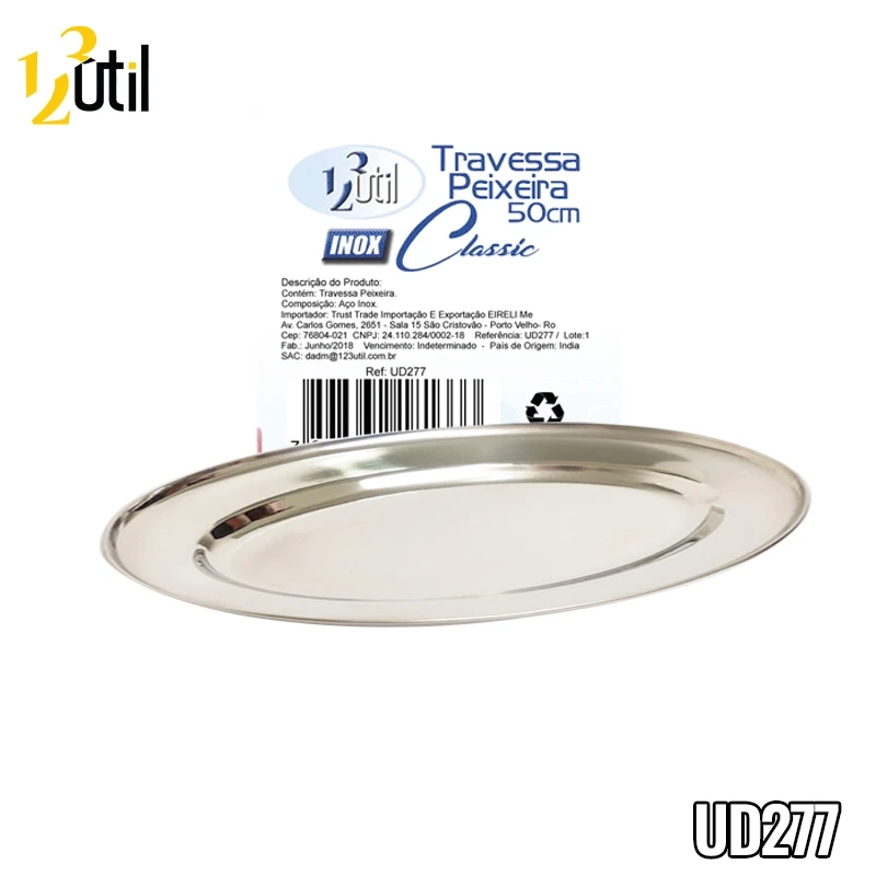 Travessa inox oval peixeira 50 cm linha classic