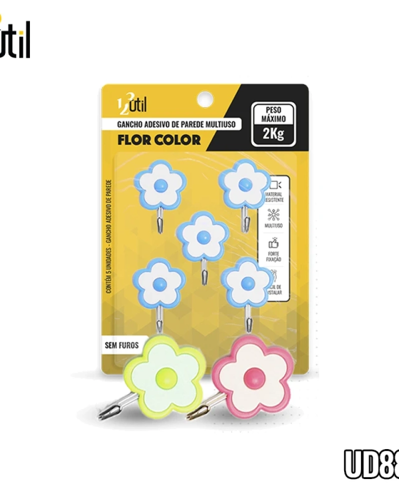 Gancho adesivo de parede flor color 5pcs 5,5*4cm
