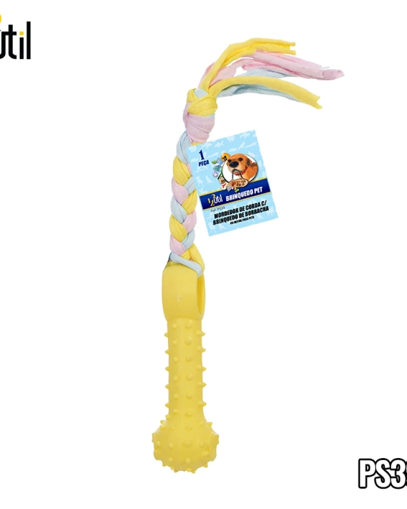 Brinquedo pet - corda com ossinho de borracha