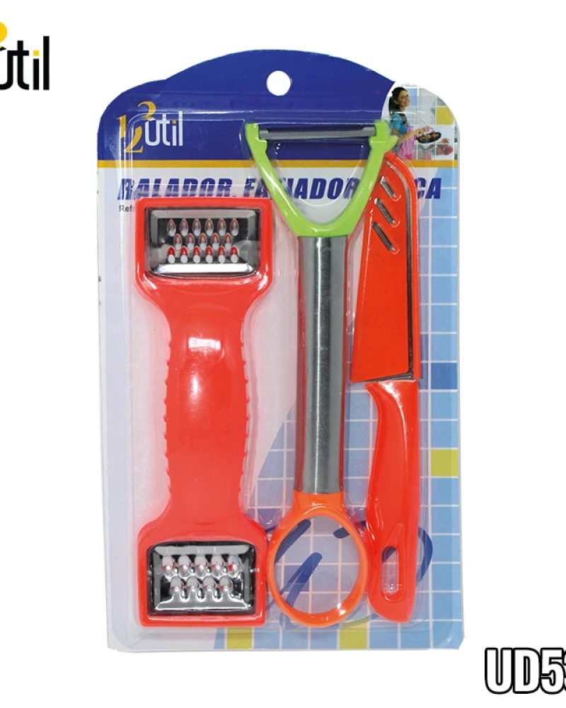 Ralador, fatiador e faca - jg de cozinha - 3 pcs