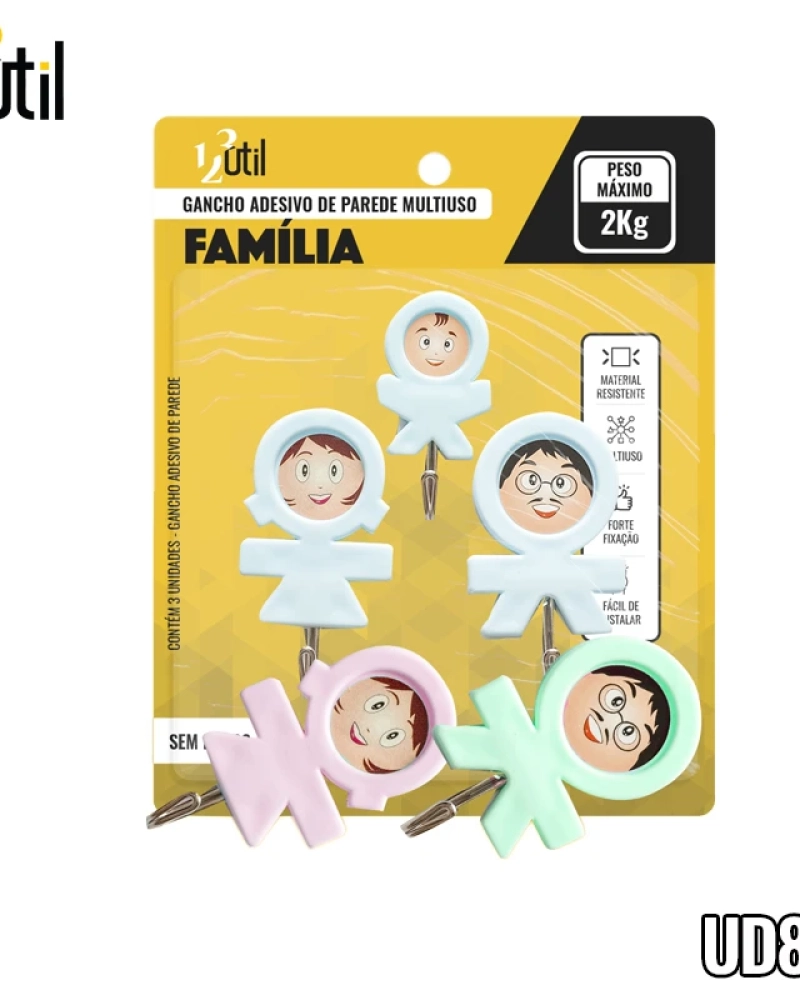 Gancho adesivo de parede multiuso - família 3pcs
