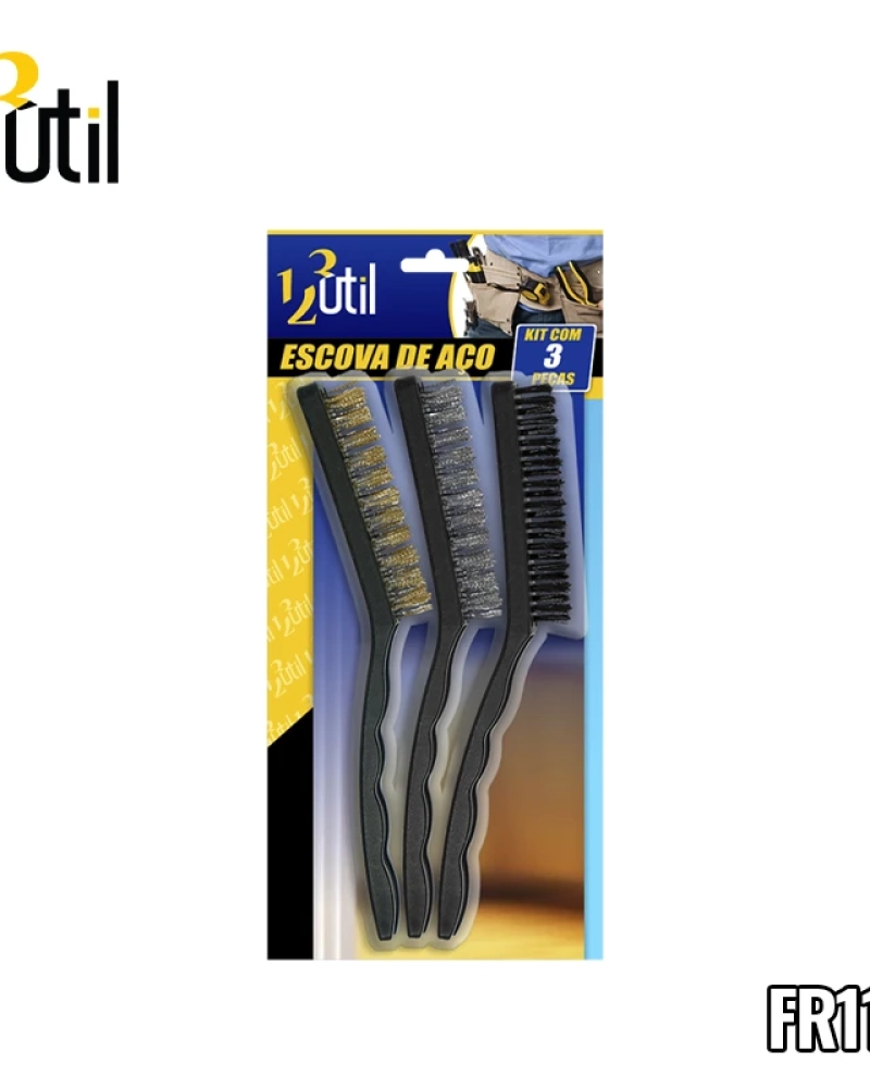 Escova de aço conjunto c/ 3 pcs