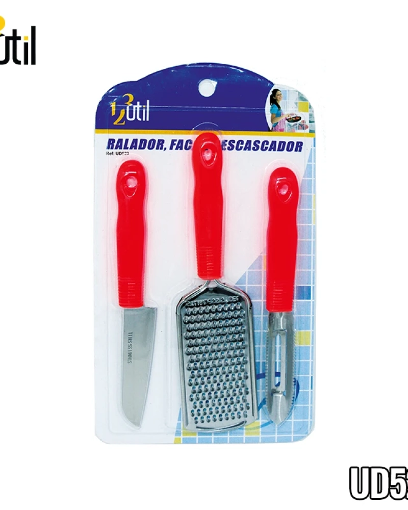 Ralador, faca e descascador - jg de cozinha - 3pcs