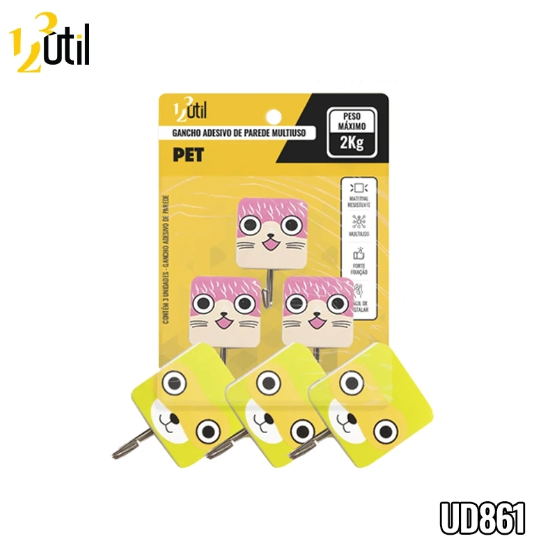 Gancho adesivo de parede multiuso - pet 3pcs