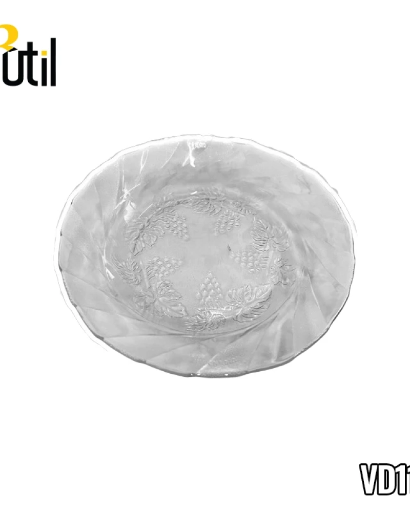 Prato fundo de vidro transparente videira 9" 22cm