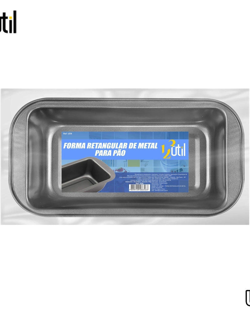 Forma retang. metal p/ pão pq 25*13*6cm 165g