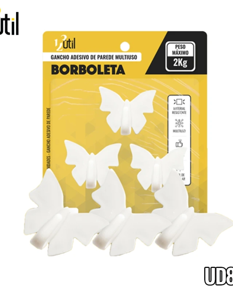 Gancho adesivo de parede multiuso - borboleta 3pcs