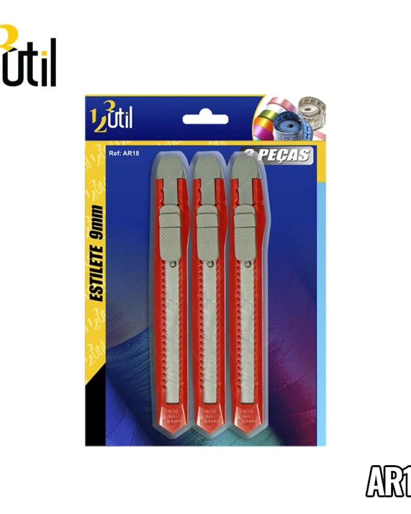 Estilete conjunto c/ 3 peças 9mm