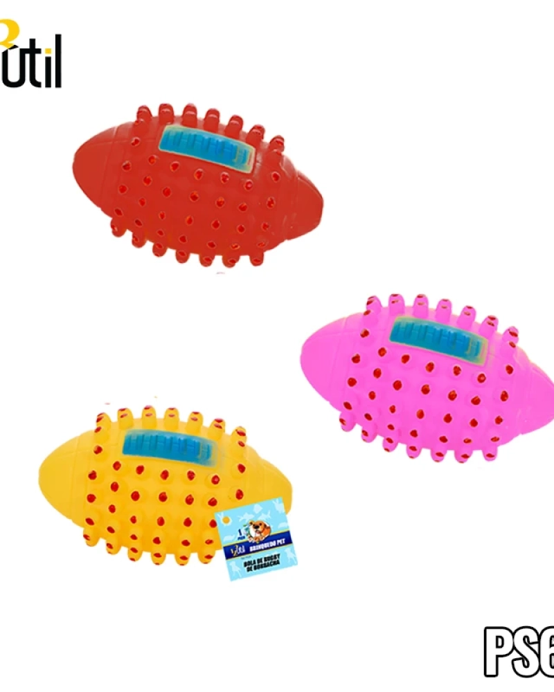 Brinquedo pet - bola de rugby pontilhada de borracha
