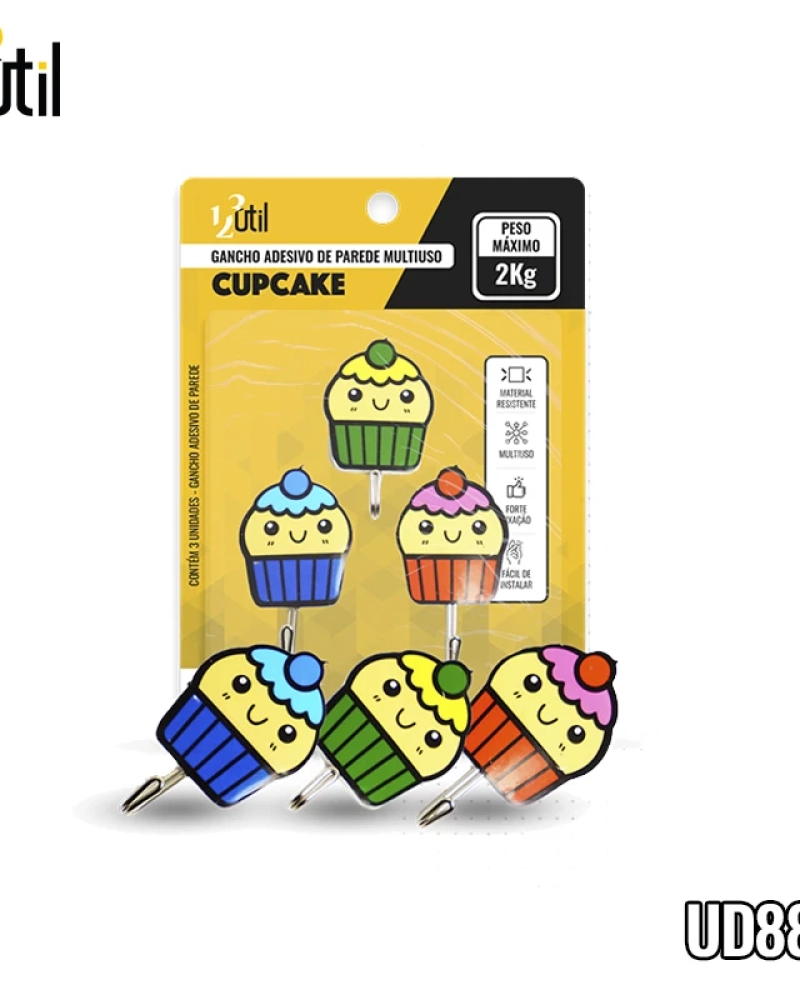 Gancho adesivo de parede cupcake 3pcs 7,5*4,5cm