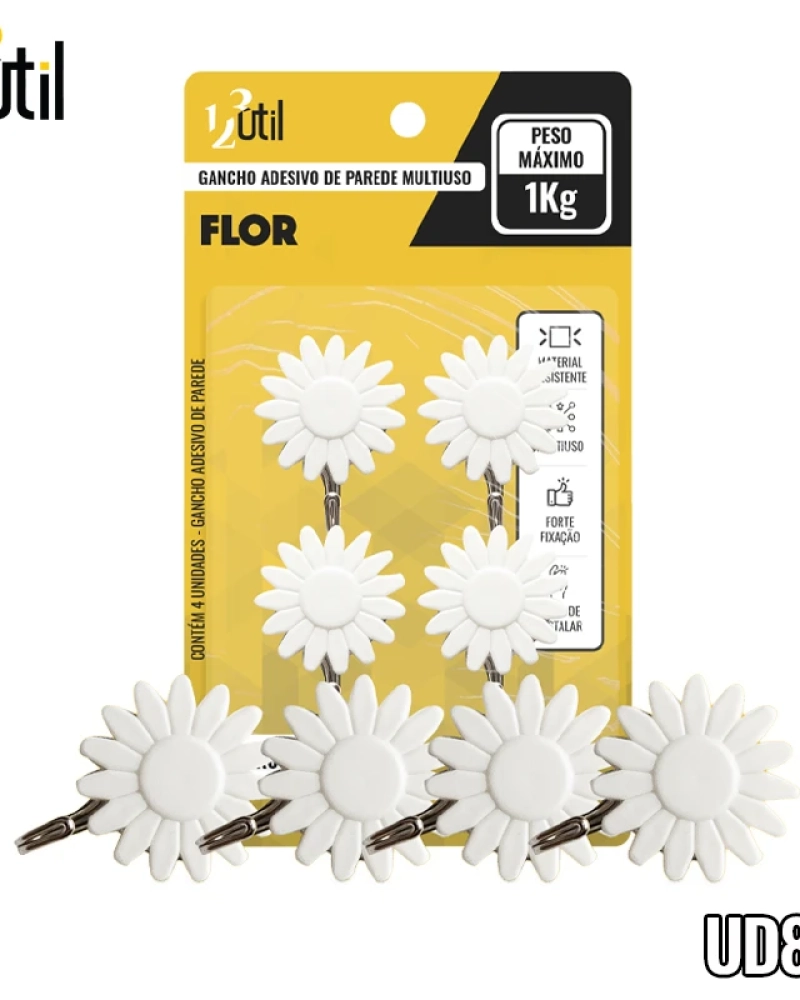 Gancho adesivo de parede multiuso - flor 4pcs