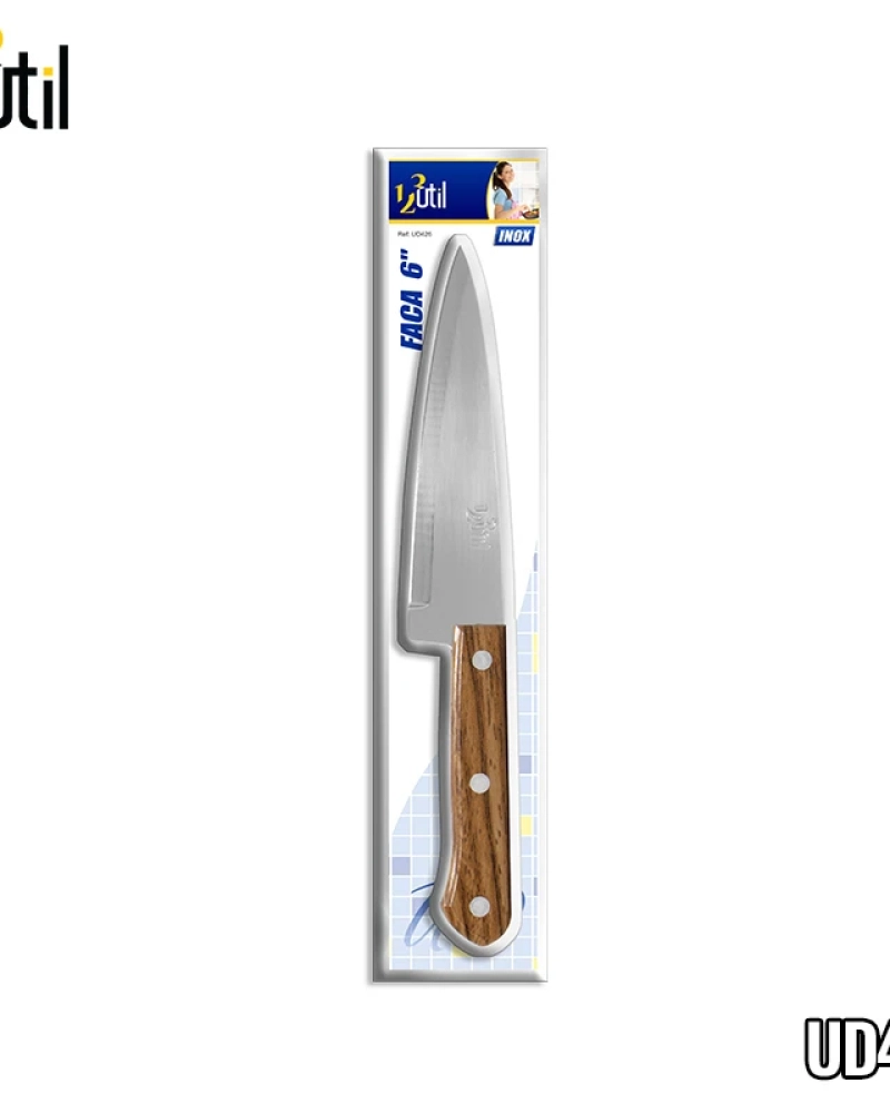 Faca 6" - aço inox - cabo plastico