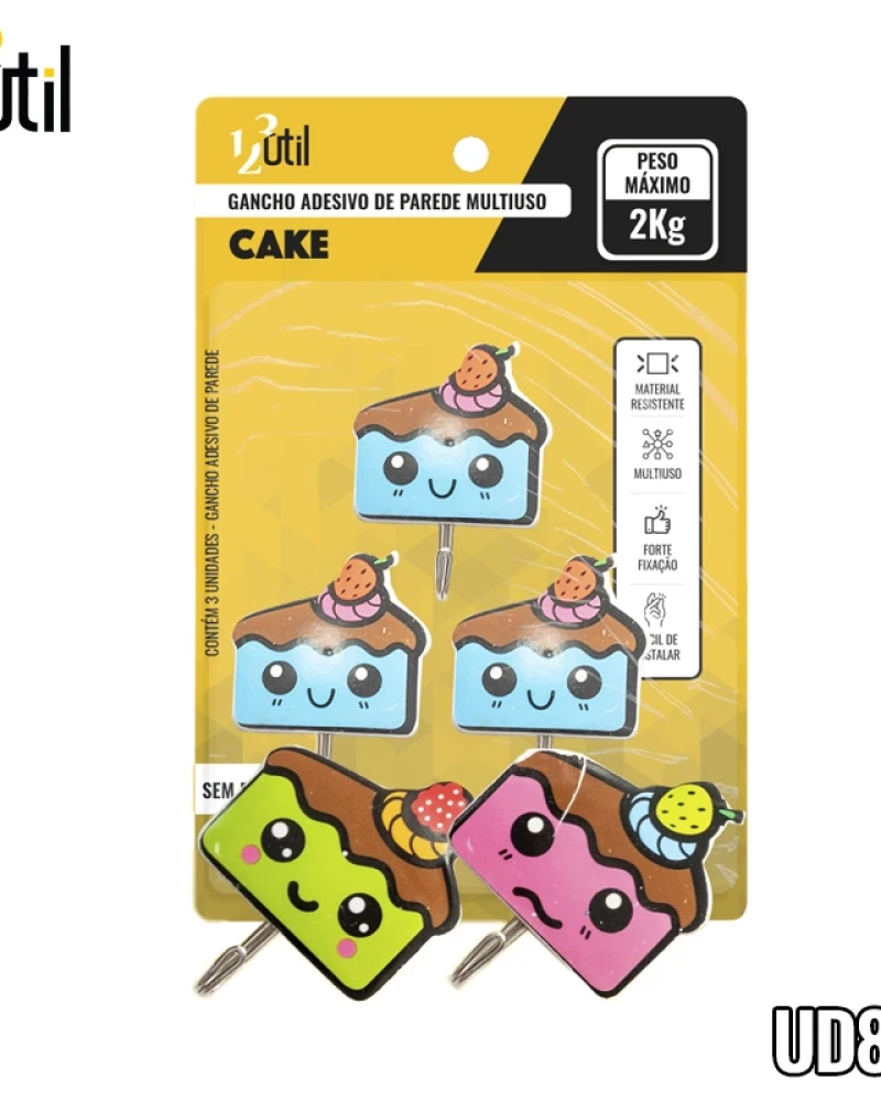 Gancho adesivo de parede multiuso - cake 3pcs