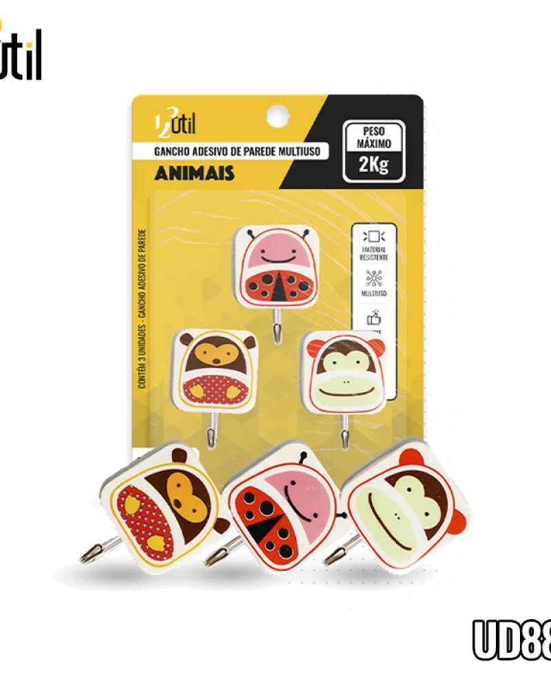Gancho adesivo de parede 3pcs animais 8*5cm