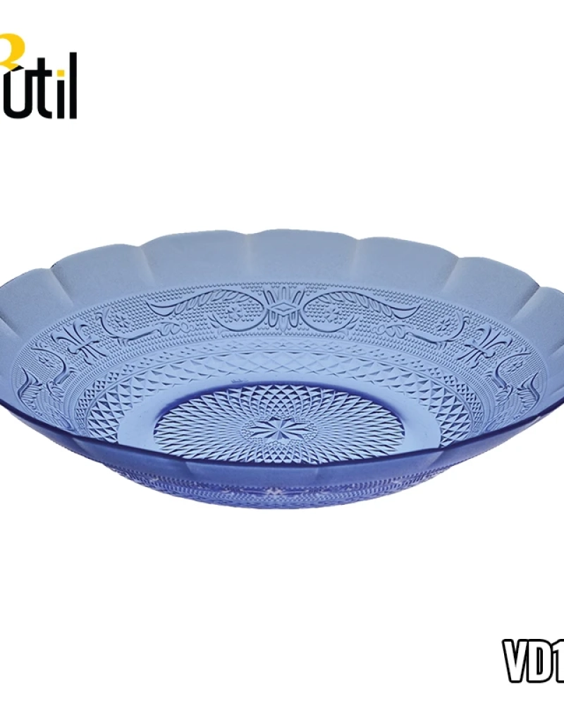 Prato fundo de vidro azul arabesco 9"