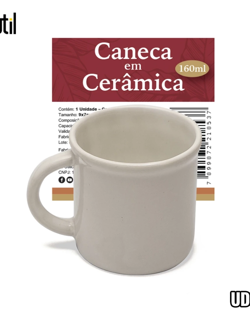 Caneca cerâmica lisa 160ml 9*7cm