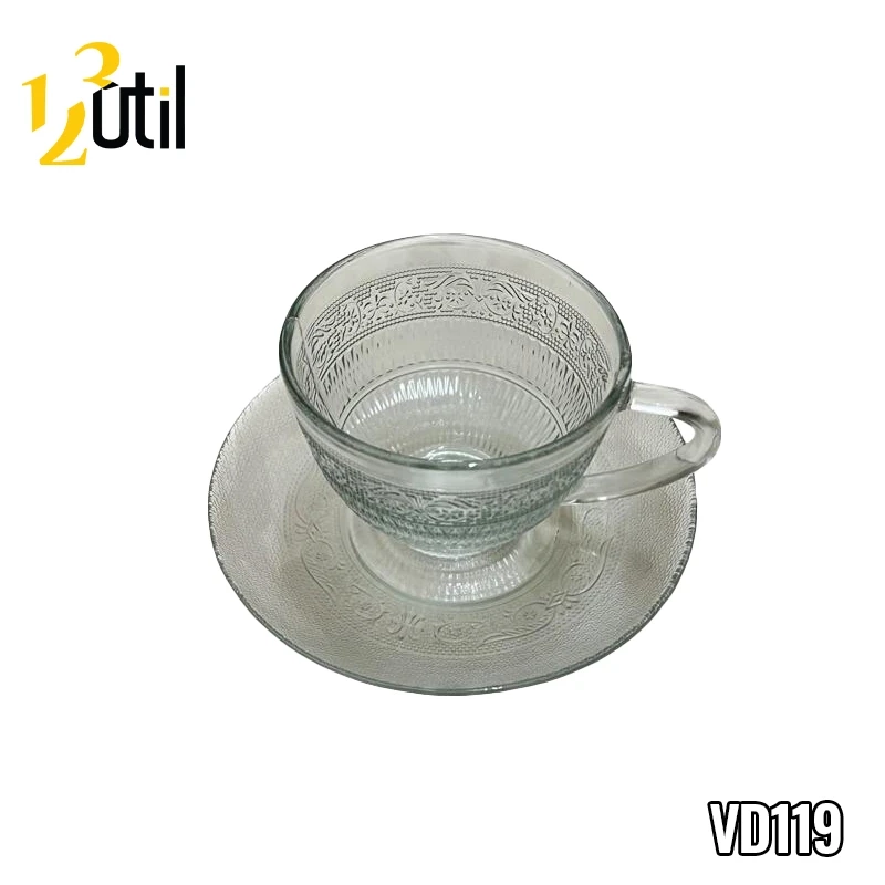 Xícara chá transp nórdica 240ml 12pçs c/pires