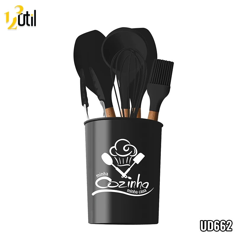 Silicone - jogo de cozinha 7 peças - preto