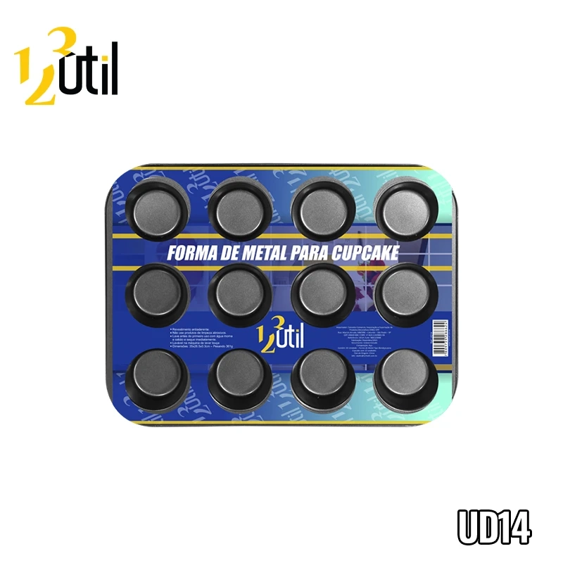 Forma de metal c/12 cav p/cupcakes 35x26x3cm