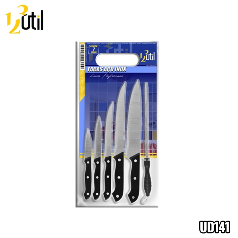 Faca inox conjunto c/7 pcs cb preto