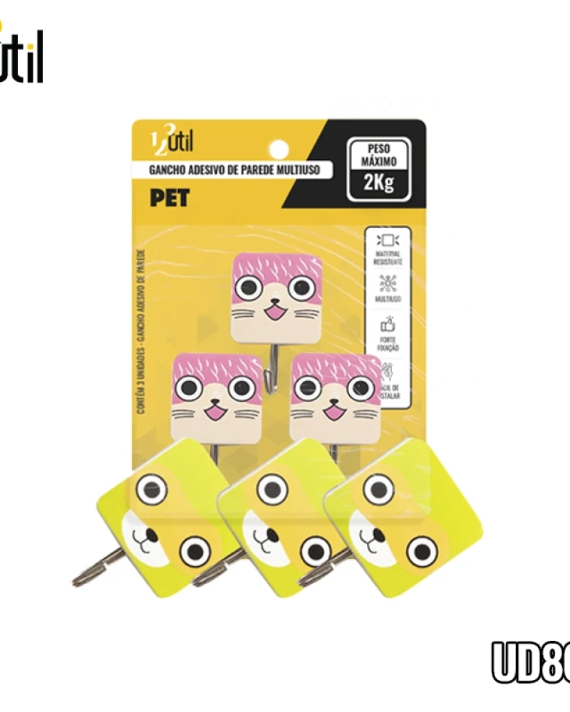 Gancho adesivo de parede multiuso - pet 3pcs