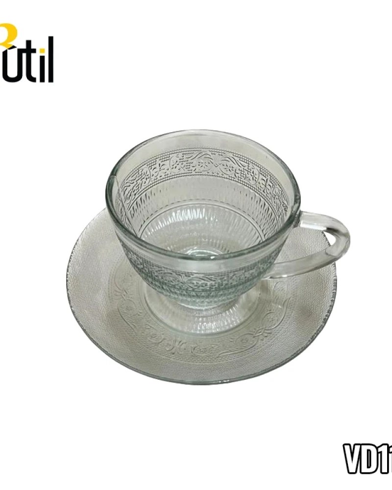 Xícara chá transp nórdica 240ml 12pçs c/pires