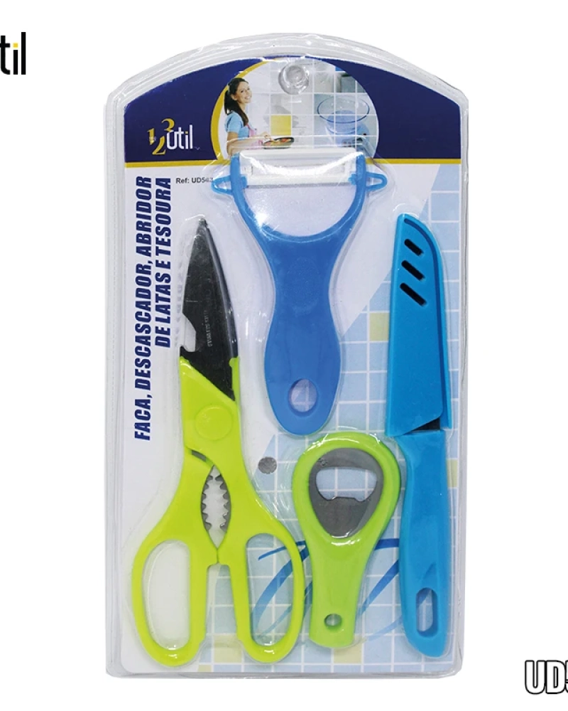 Faca, descas., abrid. e tesoura - jg cozinha - 4pc