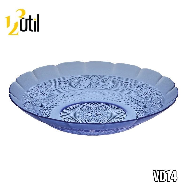 Prato fundo de vidro azul arabesco 9"