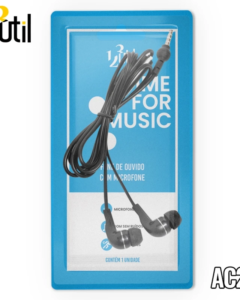 Fone de ouvido com microfone 1,20m