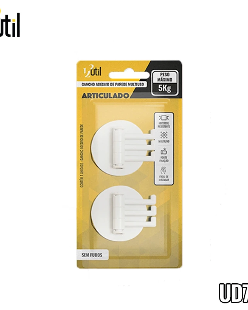 Gancho triplo adesivo de parede-articulado-2pcs