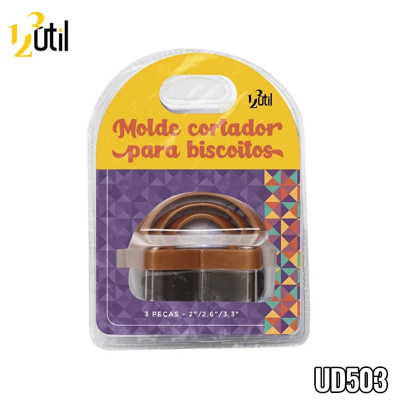 Molde cortador p/ biscoitos - 3pcs - 2"/2.6"/3.3"