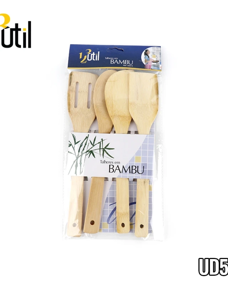 Talheres em bambu kit com 4 pcs - 29cm