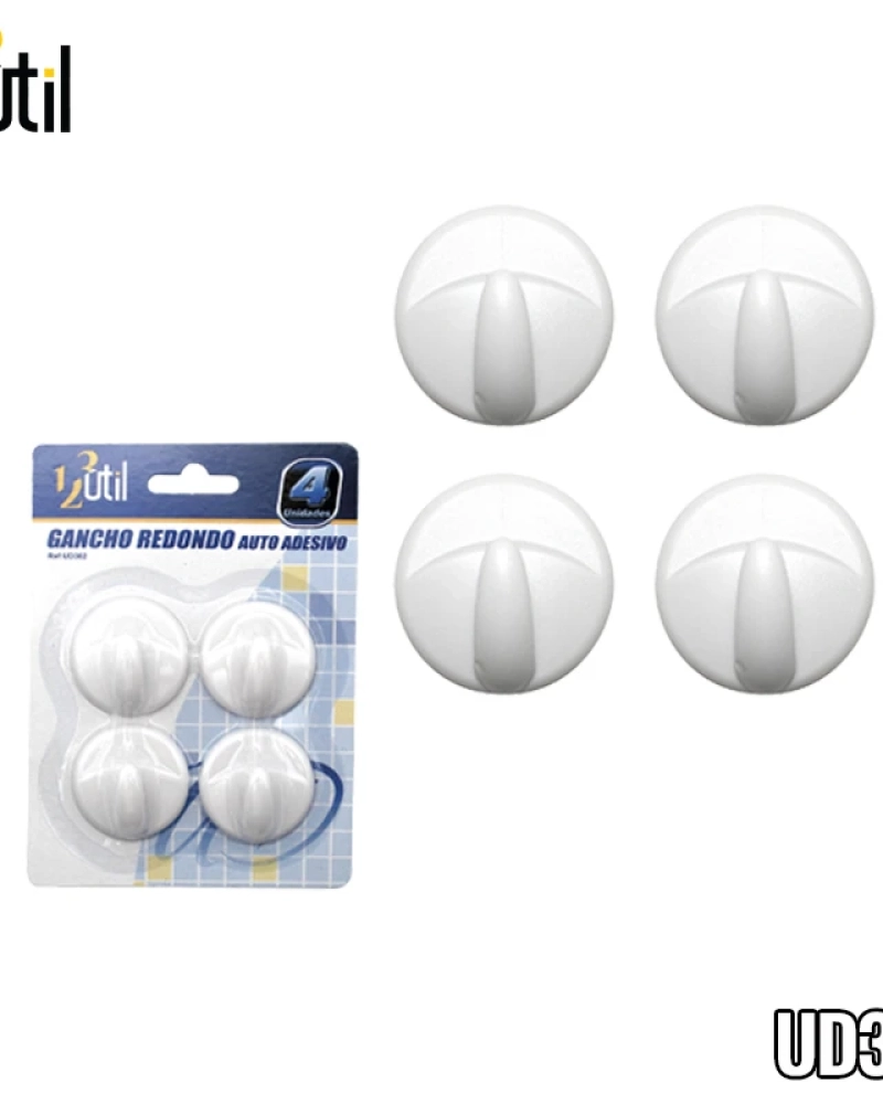 Gancho adesivo de parede redondo multiuso c/ 4 pcs