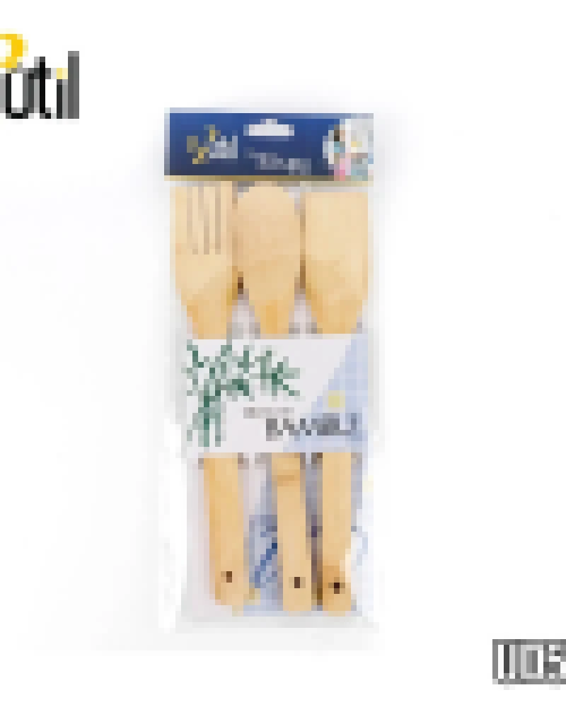 Talheres em bambu kit com 3 pcs - 27cm
