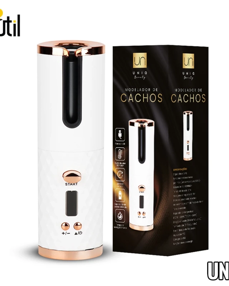 Modelador de cabelo sem fio - branco e dourado 34w