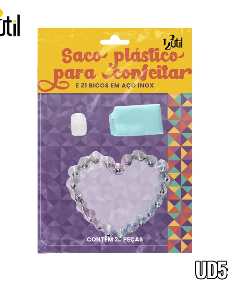 Saco plastico p/confeitar e 22 bicos em aço