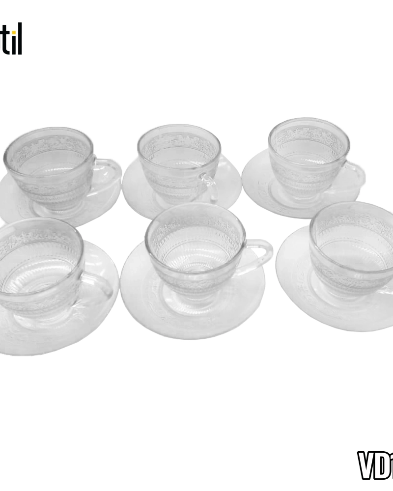 Xicara cha transparente octo 200ml 12pcs c/ pires