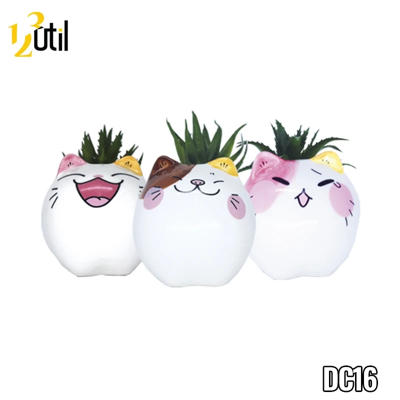 Vaso de cerâmica gatinhos animados  10x7x7cm