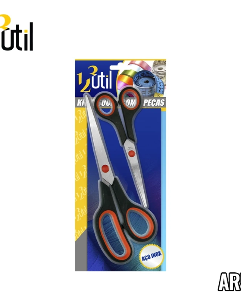 Tesouras inox 2 pcs ponta fina cb plst 5,5'' 8,5''