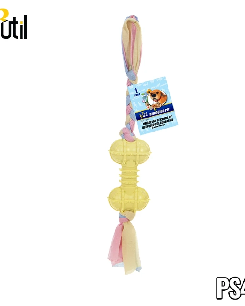 Brinquedo pet -Corda com ossinho de borracha