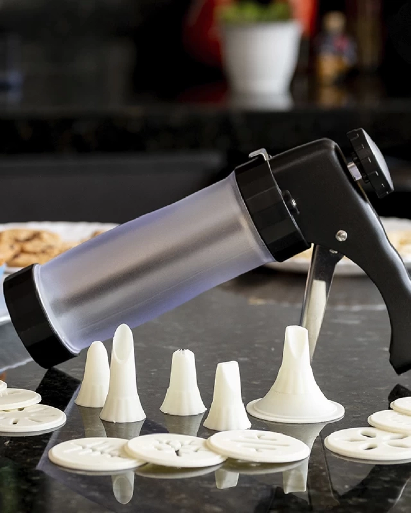 Pistola confeitaria - tubo plástico - c/acessórios