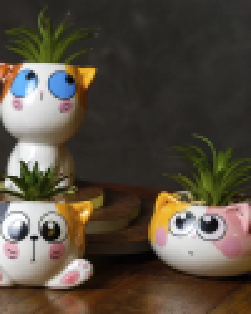 Vaso de cerâmica gatinhos felizes 9x9,5x8cm
