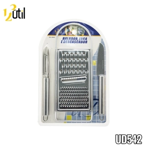 Ralador, faca e descasc. - inox - jg cozinha - 3pc