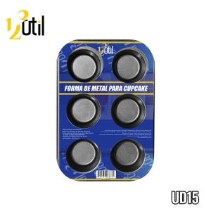 Forma de metal c/6 cav p/cupcakes 18*26*3 cm 186g