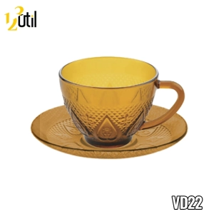 Xicara cha amber coracao 200 ml 12pcs (c/ pires)