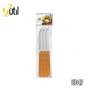 Faca de metal c/ cb de mad p/ mesa c/ 6 pcs